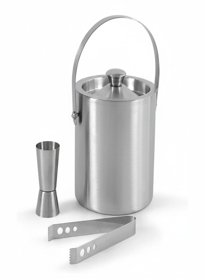 finality Double Walled Stainless Steel Insulated Ice Bucket with Lid and Ice Tong and peg Measure [1.5 Liter] | Keeps Ice Cold for 6 h | Great bar Tools for Home bar Accessories, Mini bar, Wine - Image 1